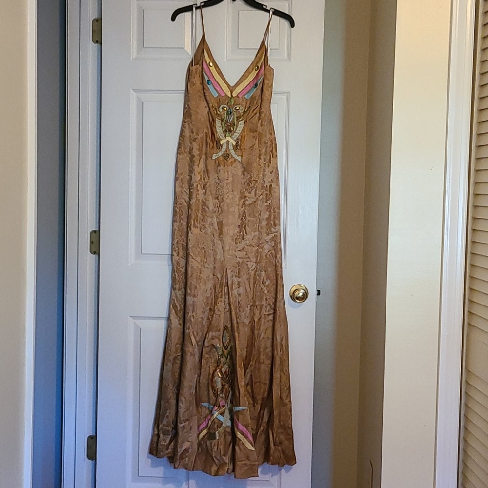 Nicole Miller beaded slip evening gown
